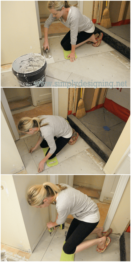 Master Bathroom Remodel Part 7 How To Install Radiant Heated Tile Lay Concrete Backer Board Collage Radiant Heated Flooring