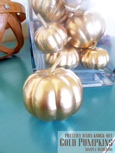 Pottery Barn Knock-Off Gold Pumpkins | #diy #pbknockoff #fall #thanksgiving #gold #pumpkins