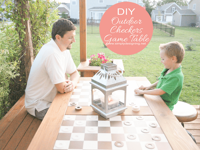 DIY Outdoor Checkers Game Table