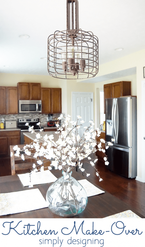 Kitchen Make-Over - new light and table centerpiece