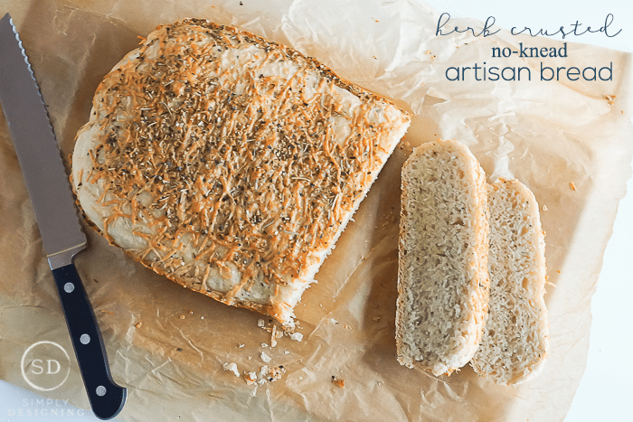Herb Crusted No-Knead Artisan Bread