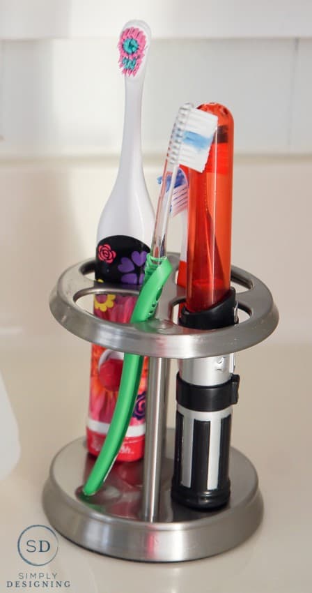 Kids Bathroom Makeover - toothbrush holder that actually fits kids toothbrushes