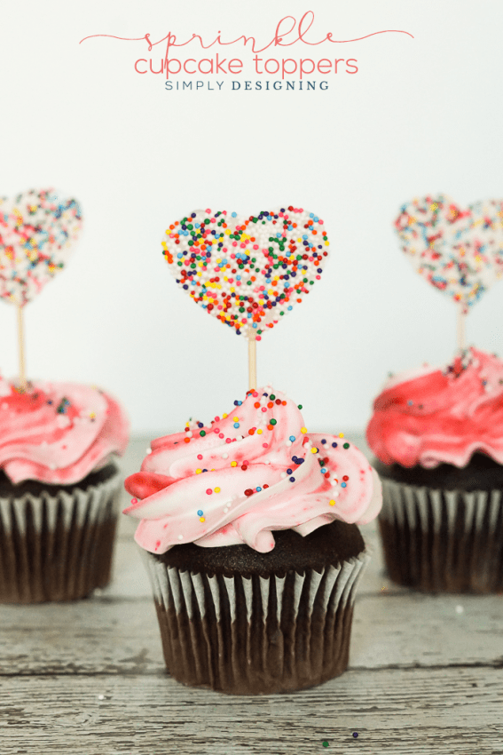Sprinkle Cupcake Toppers - such a simple way to top cupcakes with a pretty handmade sprinkle topper