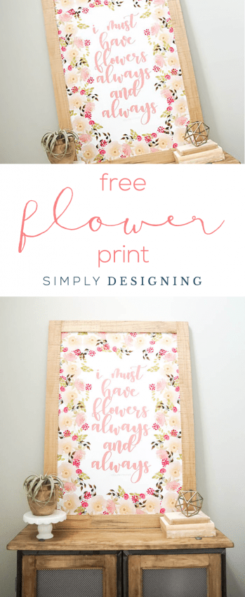 FREE Flower Print - I must have flowers always and always - watercolor - flowers - floral - home decor print - free print - 24x36 free print - print your own home decor art prints