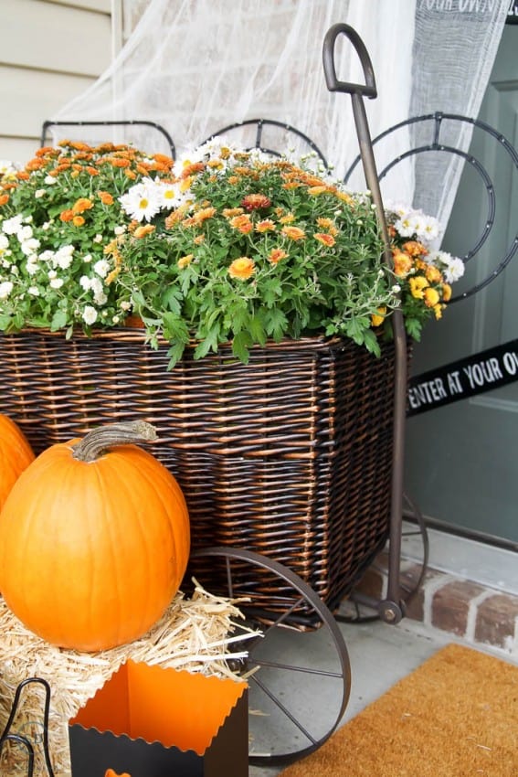 Basket Wagon decorated for fall