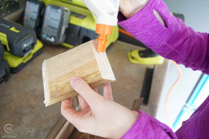 How to make Farmhouse Stocking Holders - glue