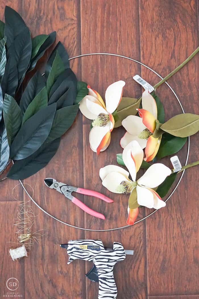 How to Make a Magnolia Hoop Wreath - supplies