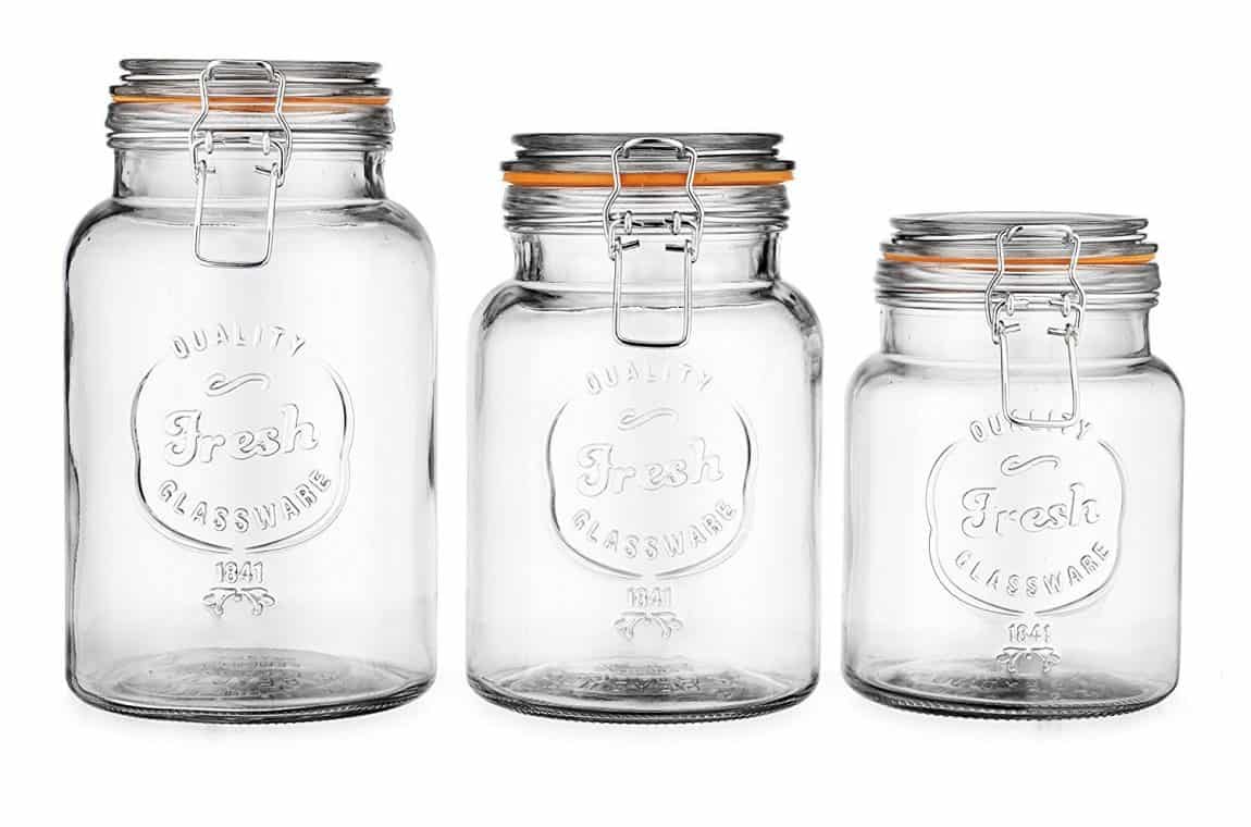 Set of 3 Hermetic Glass Jars