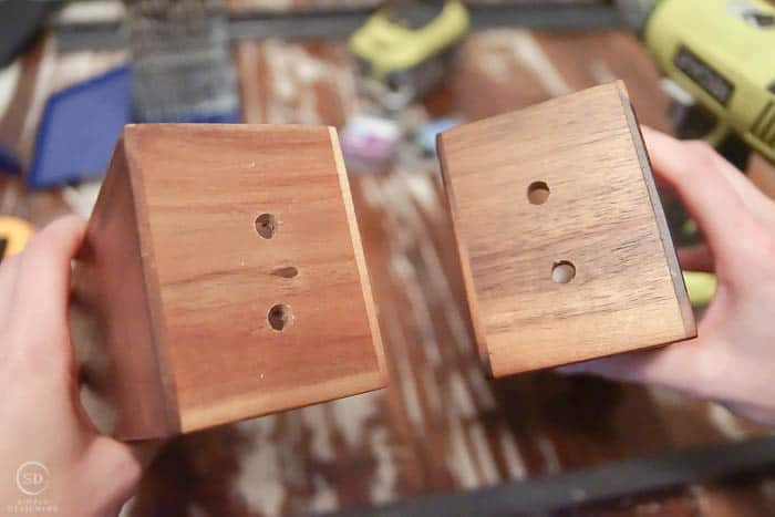 Drill holes into spice rack