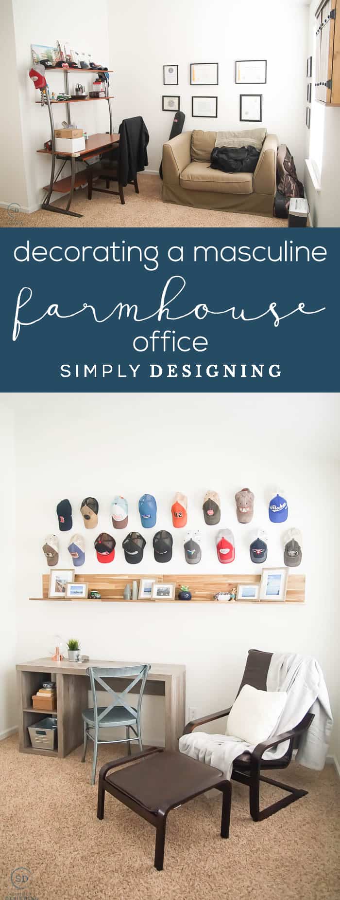 Decorating a Man's Office with Farmhouse Design - before and after - farmhouse office - masculine office - farmhouse desk - industrial farmhouse decor