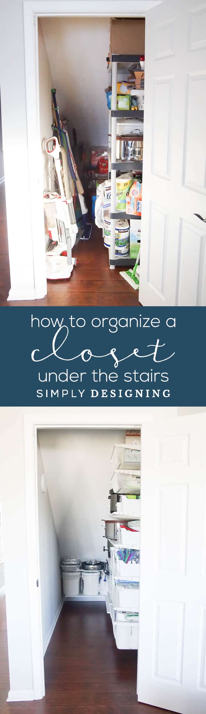 How to Organize a Closet Under the Stairs - before and after