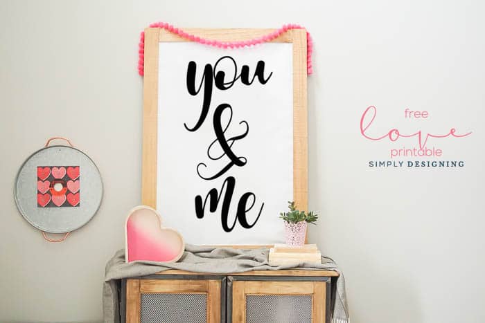 You and Me Printable - free love printable - perfect print for bedroom or valentines day printable art