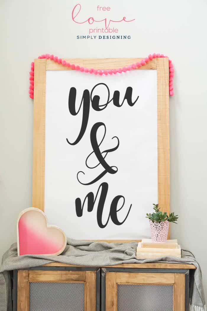 You and Me Printable - free valentines day print - art print