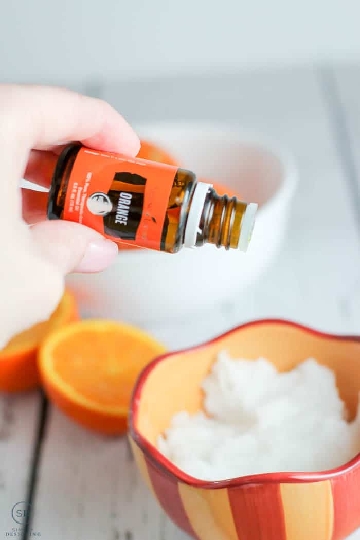 Add essential oils to your diy sugar scrub