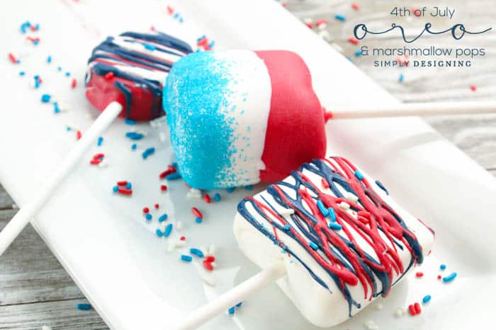 Easy to make 4th of July Oreo Pops and Marshmallow Pops