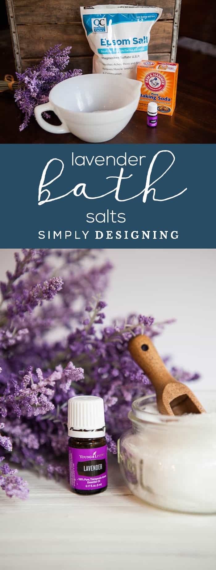 Lavender Bath Salts - this homemade bath salt recipe with 3 ingredients
