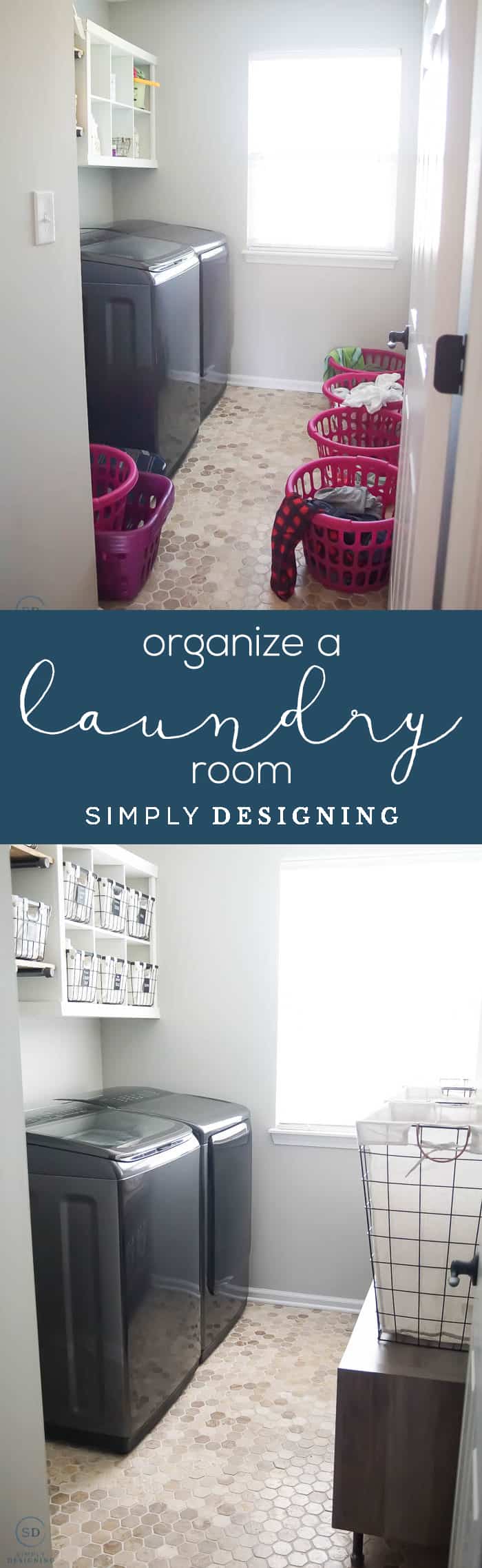 How to Organize a Laundry Room - Laundry Room Makeover - before and after