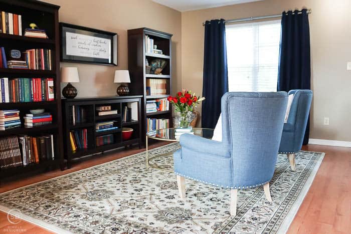 beautiful front room makeover turned into a reading room