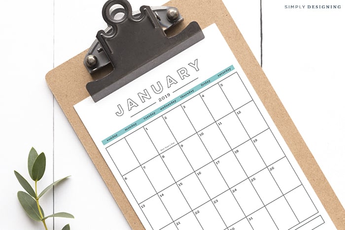 FREE 2019 Printable Calendar 1