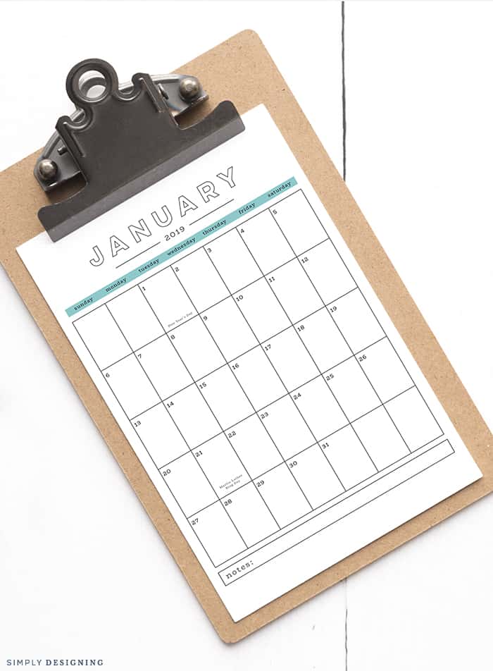 Oranize your month with this Free 2019 Printable Calendar - It is beautiful modern an is incredibly functional and is yours to use for FREE