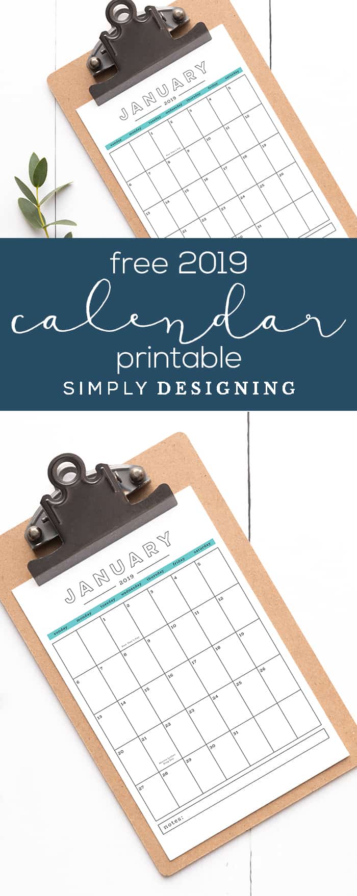 This free 2019 printable calendar is beautiful and functional and is yours to use for FREE