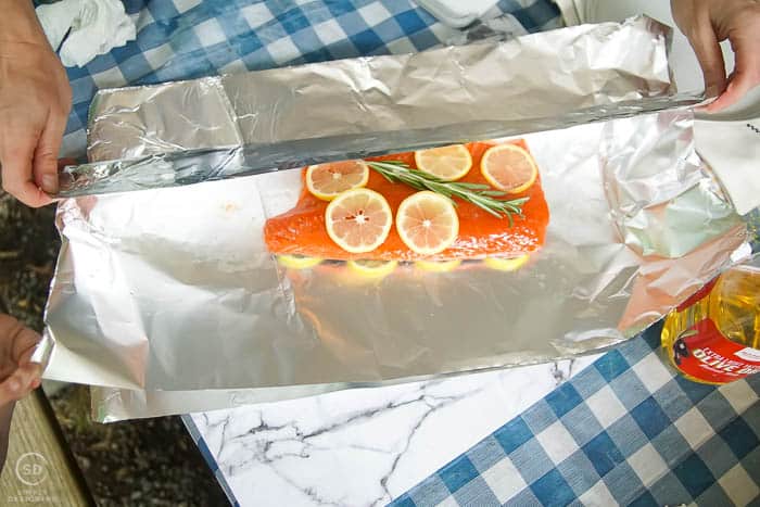 wrap baked salmon in foil