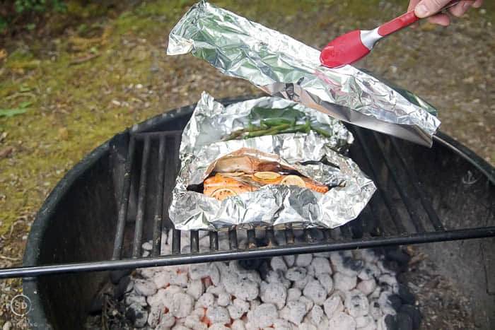 place tented foil over salmon
