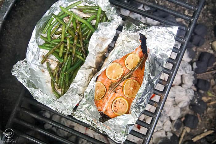 honey lemon grilled salmon and grilled green beans