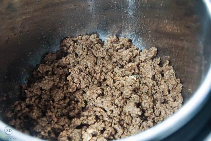 cooked ground beef in an instant pot