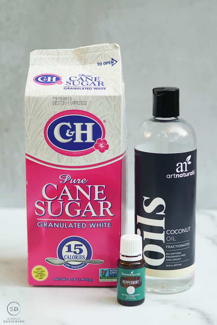 3 ingredients needed for peppermint sugar scrub