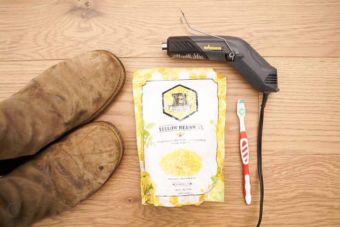 supplies needed for waterproofing leather boots with beeswax