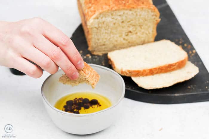 dip artisan bread into oil and vinegar