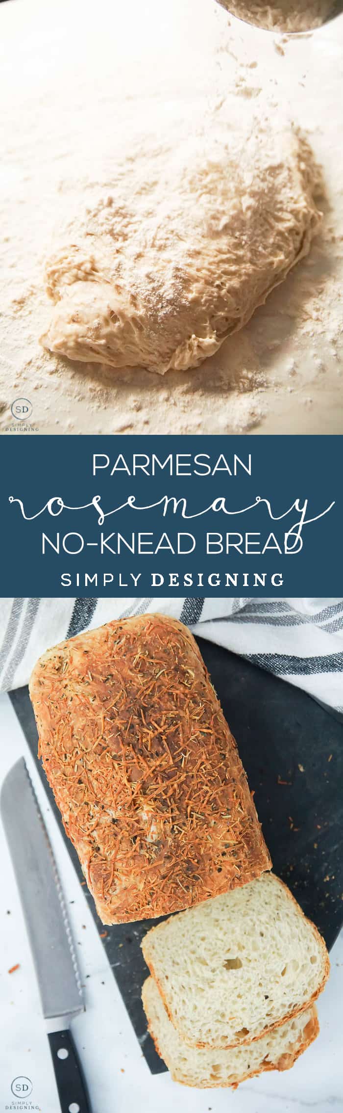 This no-knead Parmesan Rosemary Bread is simply delicious - It only takes about 5 minutes of hands-on time to make and is such a fluffy artisan bread