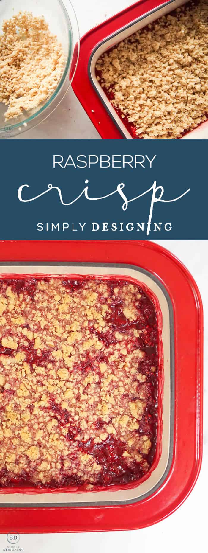 This delicious Raspberry Crisp recipe is the perfect way to enjoy fresh or frozen raspberries in yummy dessert form any time of the year