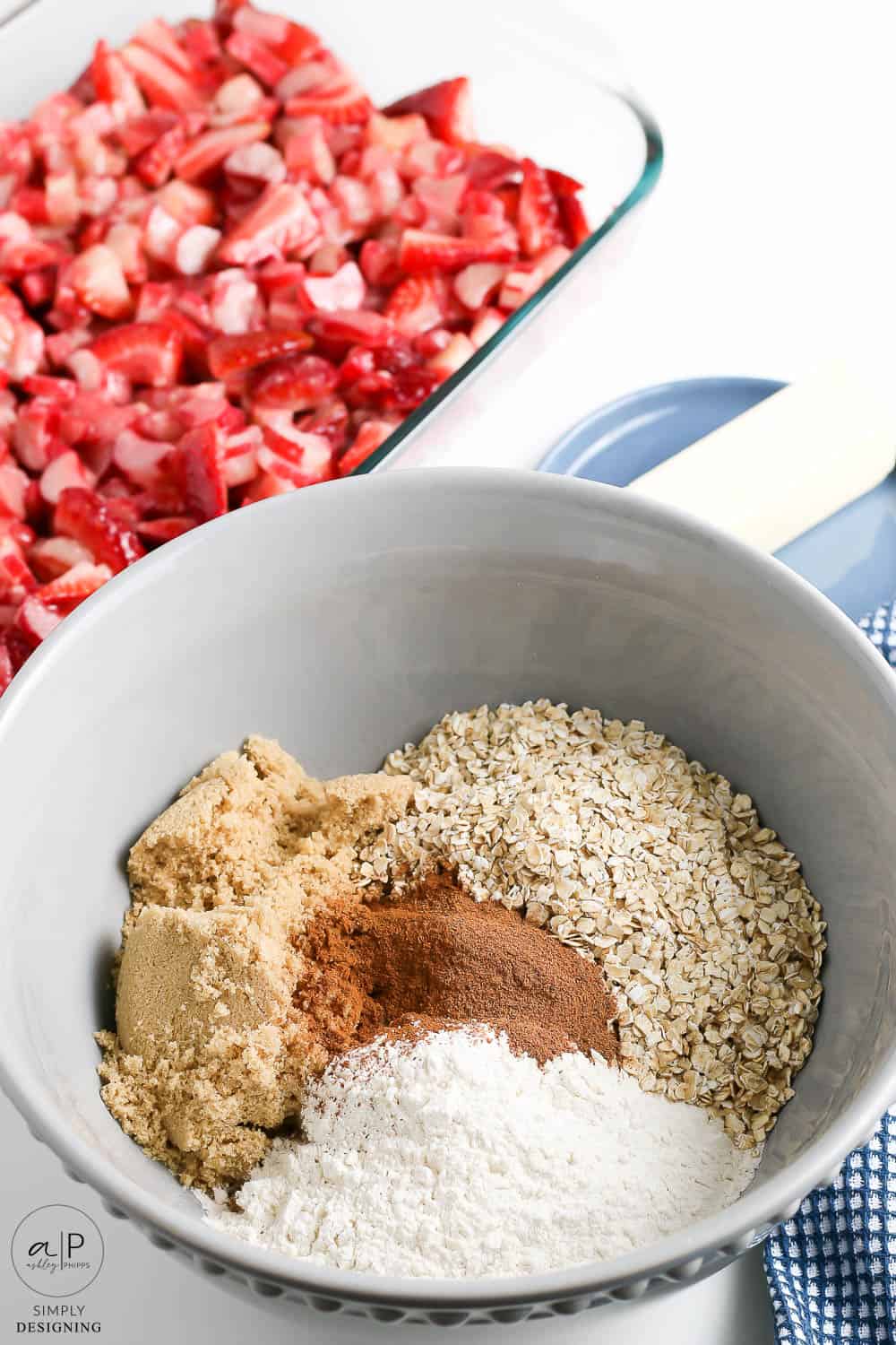 add dry topping ingredients into a large bowl