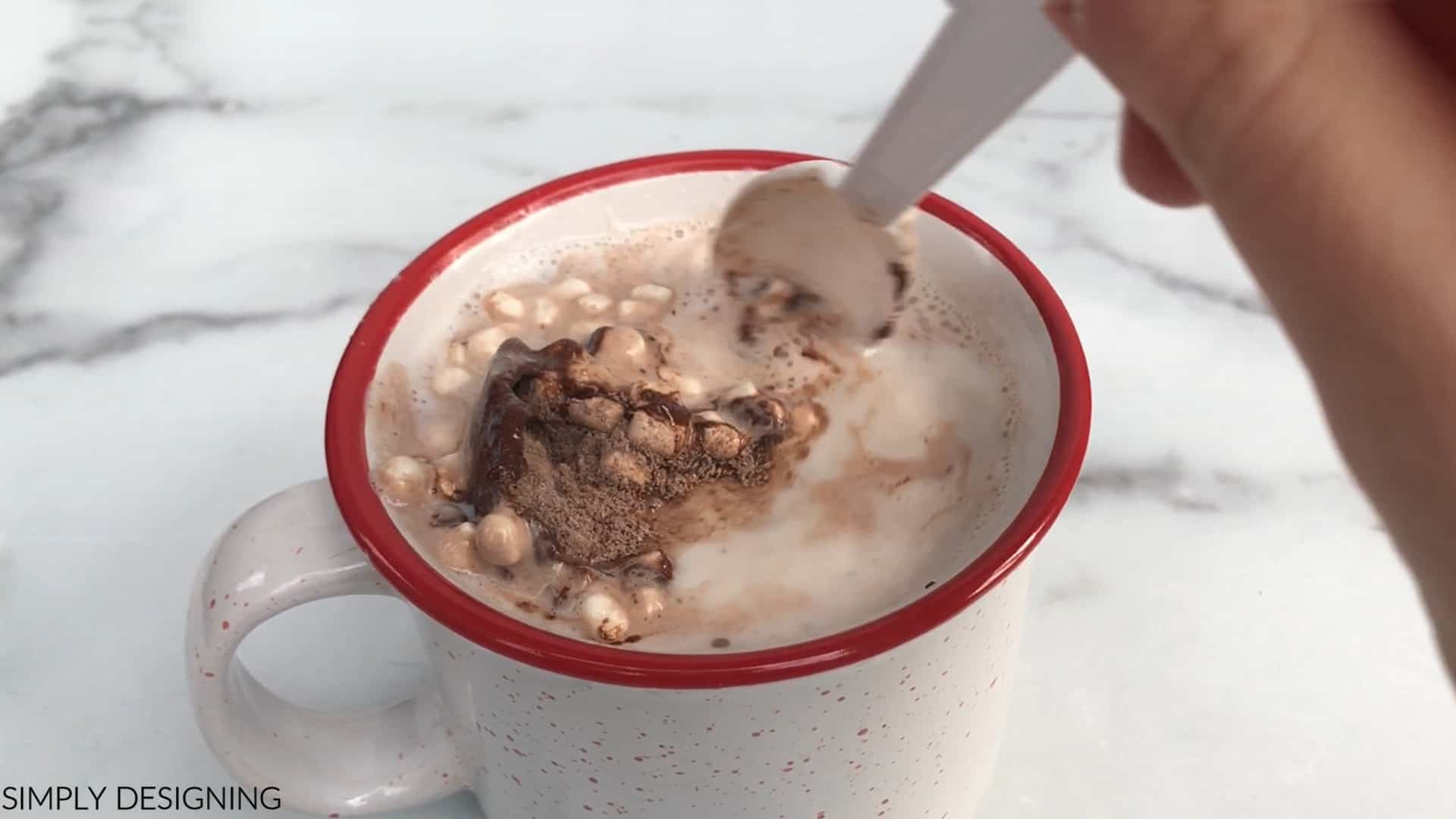 hot cocoa bomb in a mug