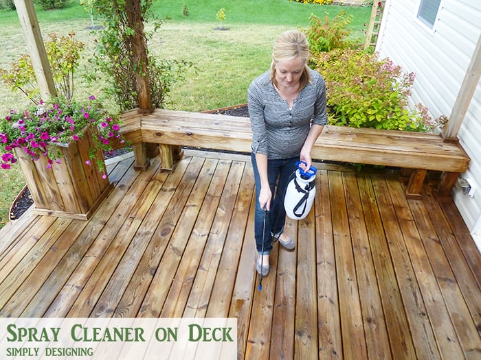 spray cleaner on to clean a deck - how to clean a deck