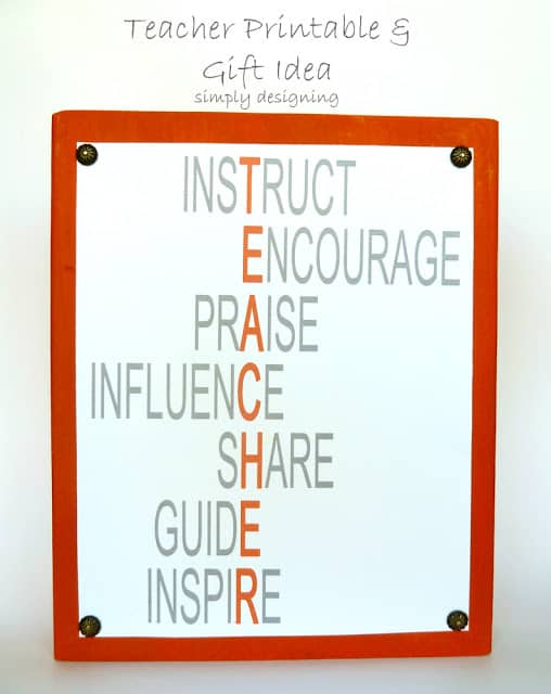 teacher printable orange and grey 11 | Teacher Printable and Plaque {Teacher Appreciation Gift} | 28 |