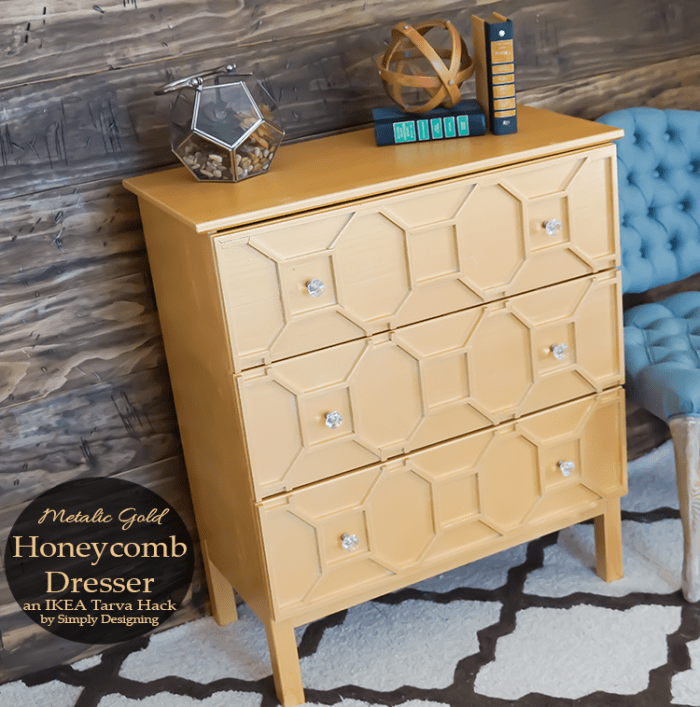Modern Dresser | Ikea Hack: Metallic Gold Honeycomb Tarva Dresser | 29 | how to pot a plant