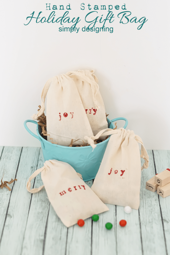 Hand Stamped Holiday Gift Bag