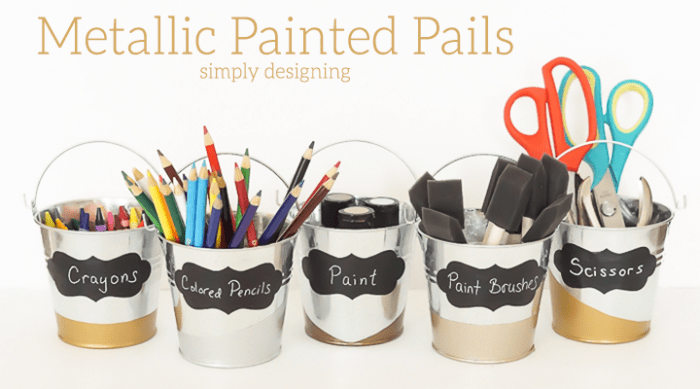Metallic Painted Pails Featured Image | Metallic Painted Pails for Organization | 35 | how to pot a plant