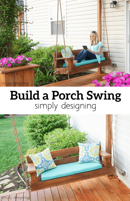 Build a porch swing easily with these free DIY plans. Get a list of cuts, supplies, and measurements for the perfect swing and you can start building your own swing this weekend.