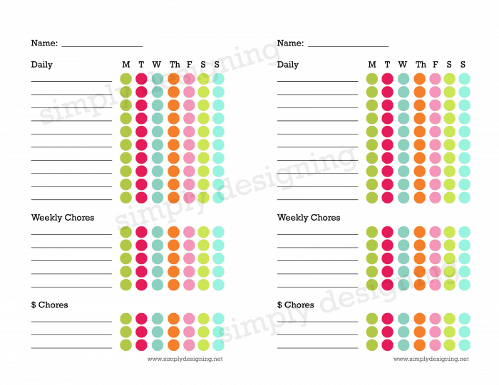 FREE Kids Chore Chart Printable