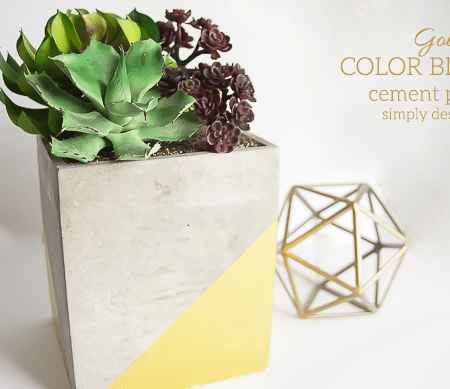 Gold Color Blocked Cement Planter