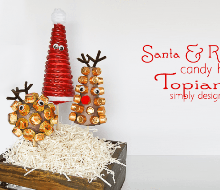Santa and his Reindeer Candy Holiday Topiaries