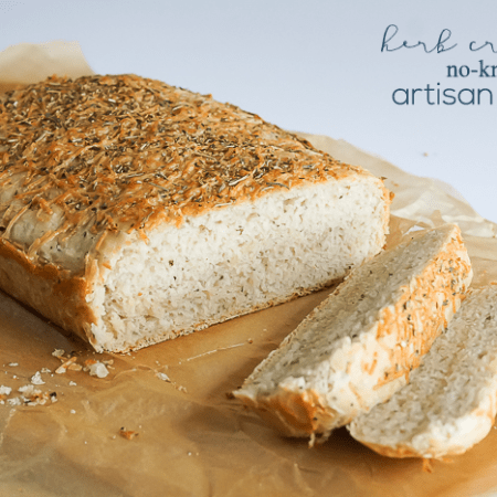 Herb Crusted No-Knead Artisan Bread Recipe - tastes just as good as bakery or restaurant bread with only 10 minutes of work