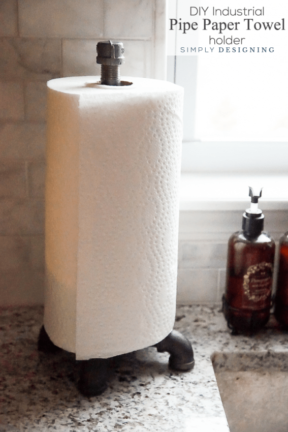 DIY Industrial Pipe Paper Towel Holder - so easy to make