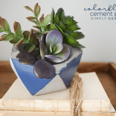 Colorblocked Cement Planter