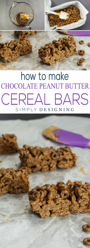 How to make Chocolate Peanut Butter Cereal Bars - easy no-bake recipe for a delicious treat - easy cereal bars - homemade cereal bars