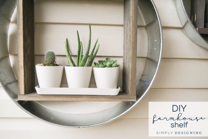 DIY Farmhouse Shelf - perfect shelf to add to your home to create a pretty farmhouse look